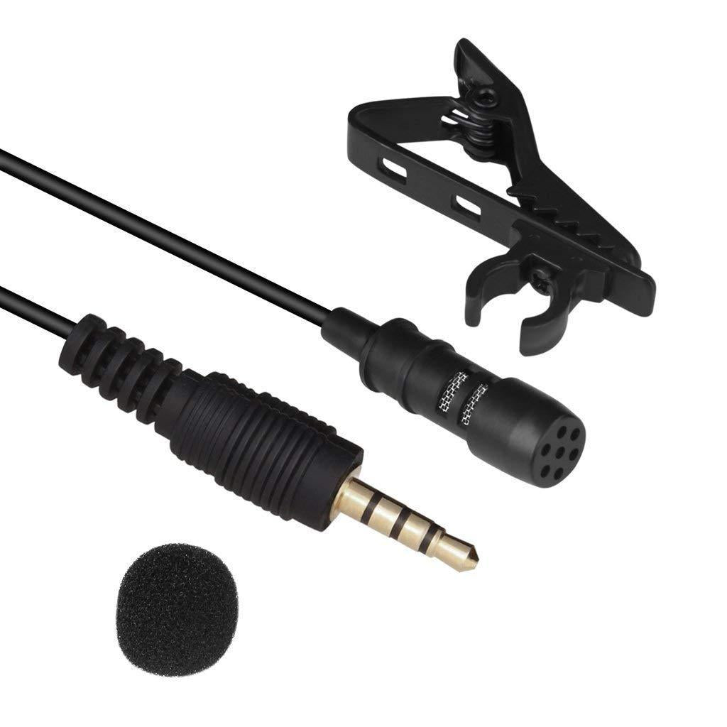 Dynamic Lapel Collar Omnidirectional Mic Voice Recording Lavalier Microphone For Singing YouTube, Black
