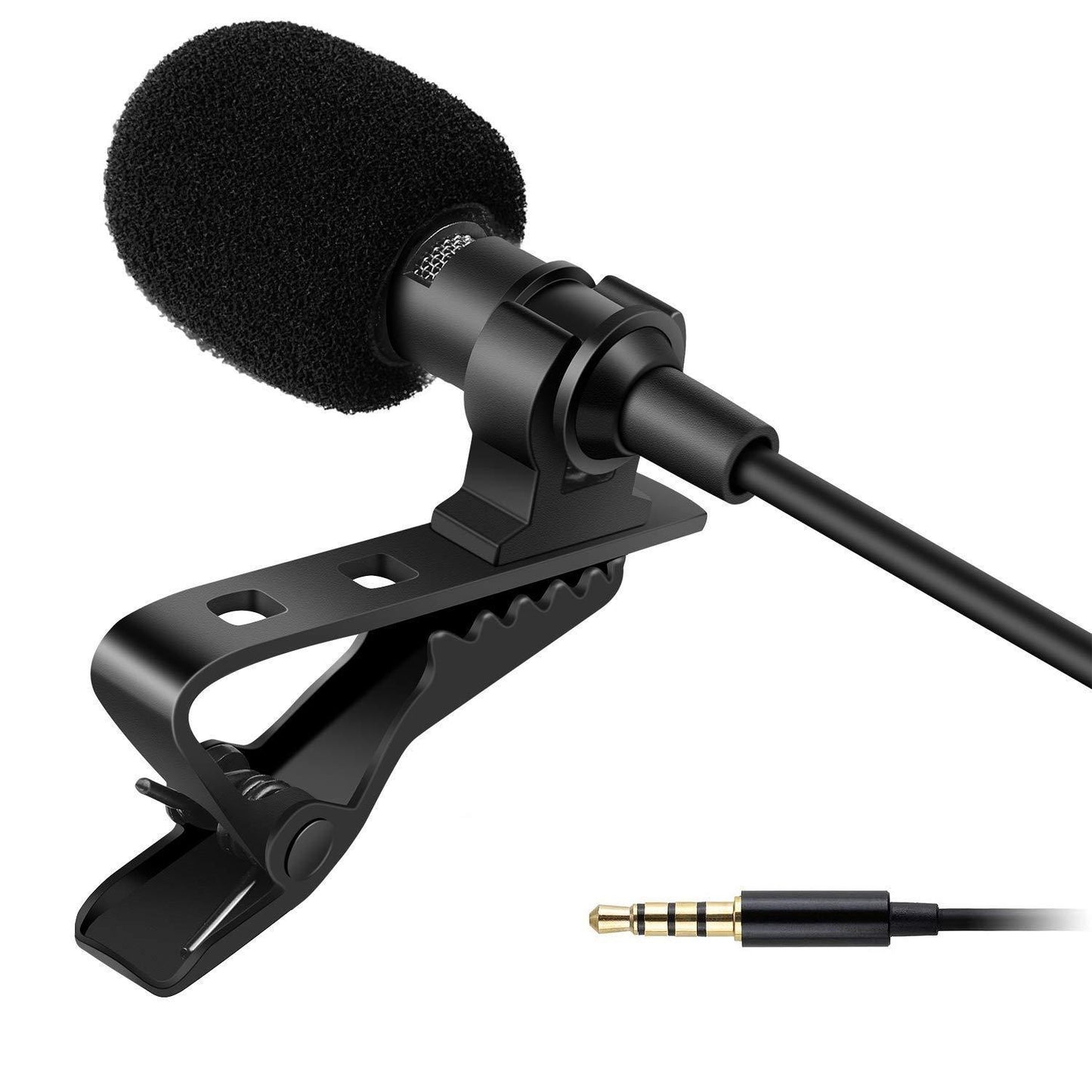 Dynamic Lapel Collar Omnidirectional Mic Voice Recording Lavalier Microphone For Singing YouTube, Black